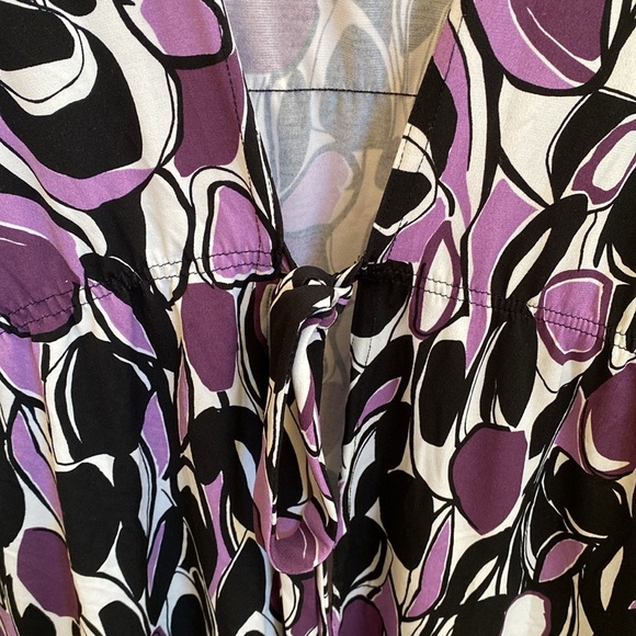 Lily 🖤💜🤍 Geometric Retro Patterned Long Open Topper, Elastic Waist Front Tie - Picture 5 of 15